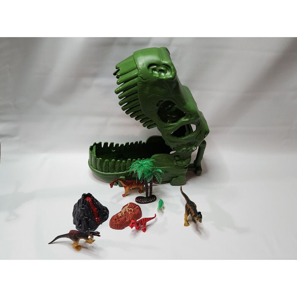 Dinosaur Toy Bundle – Mini Dino Figures Volcano Trees Fossil